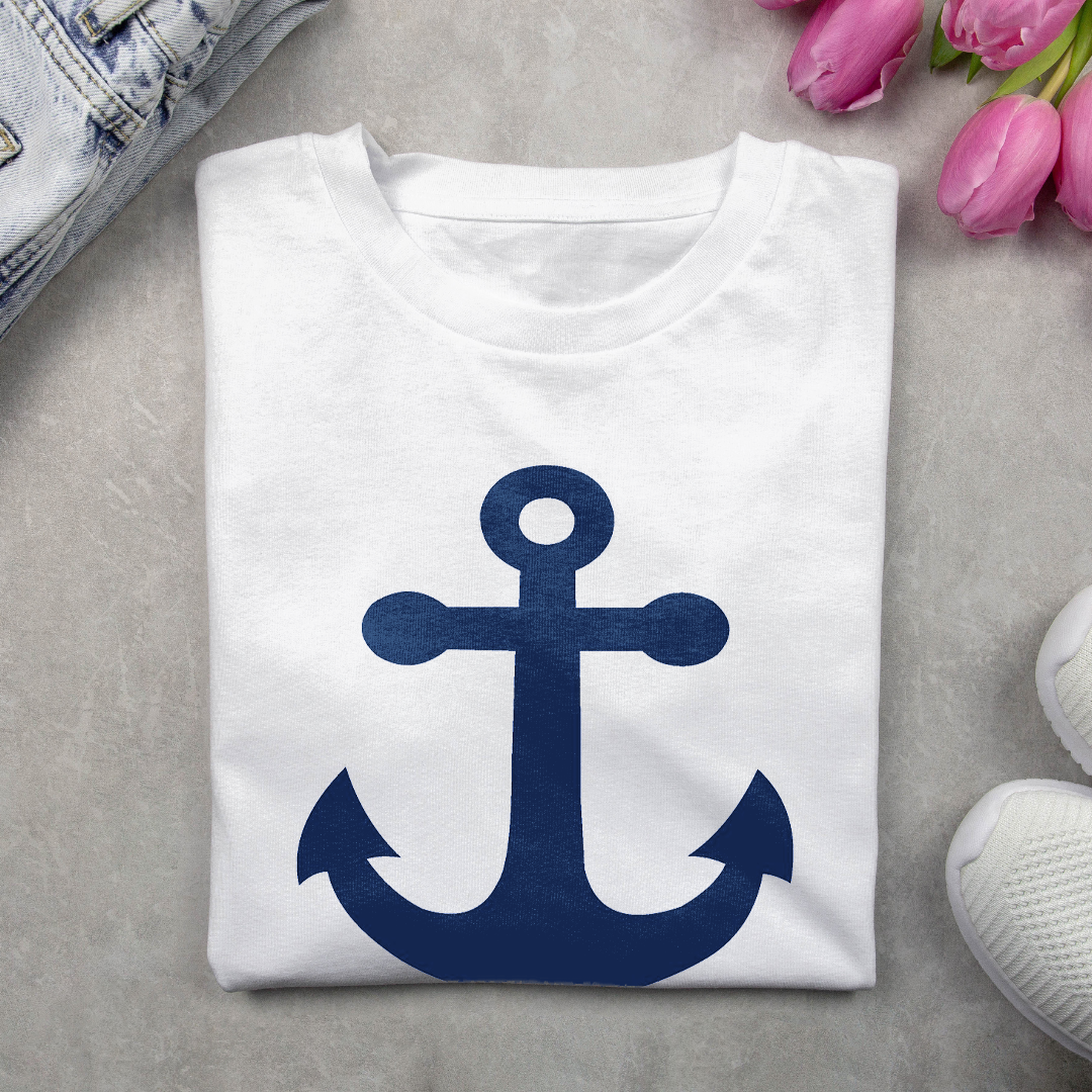 Women's Long Sleeve T-shirt Spring/Fall White Anchor Printing Jersey Crew Neck Daily Going Out Casual Top