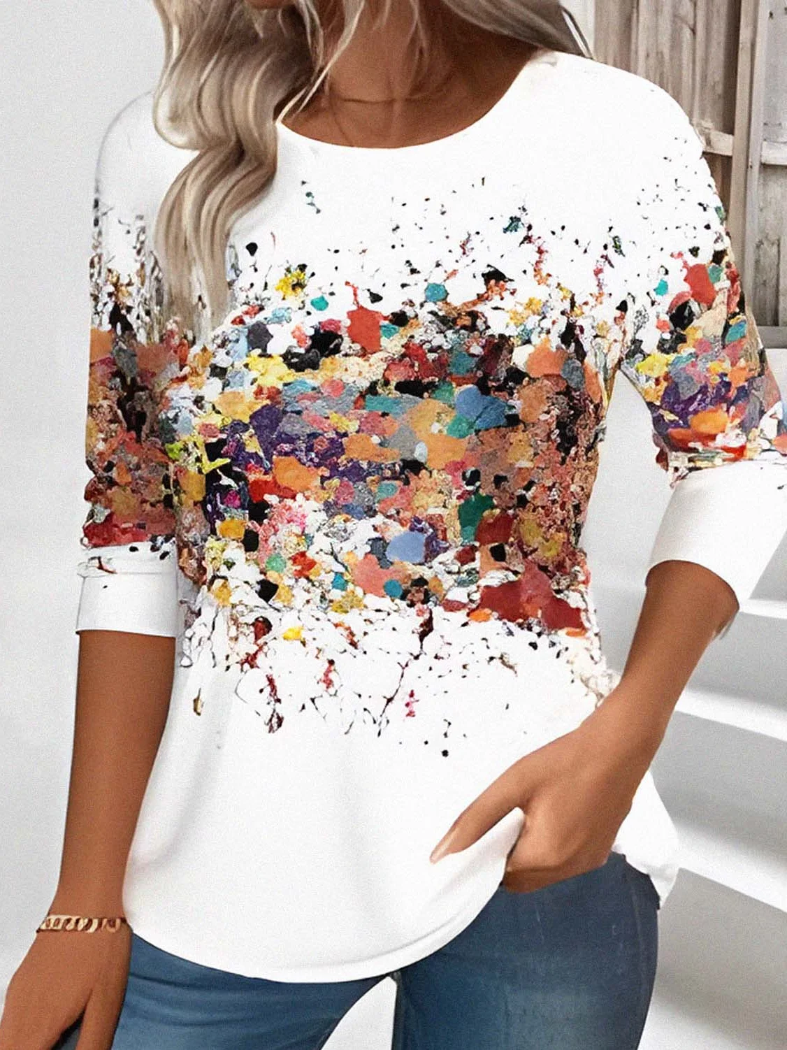 Casual Long Sleeve Round Neck T-Shirt