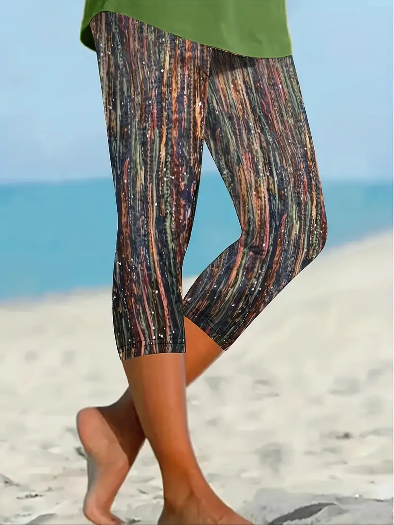 Women's Striped Print Casual Spring Leggings