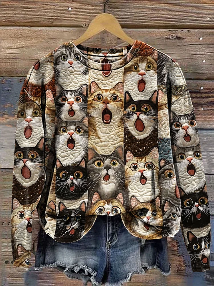 Charming Cats Art Print Casual Sweatshirt