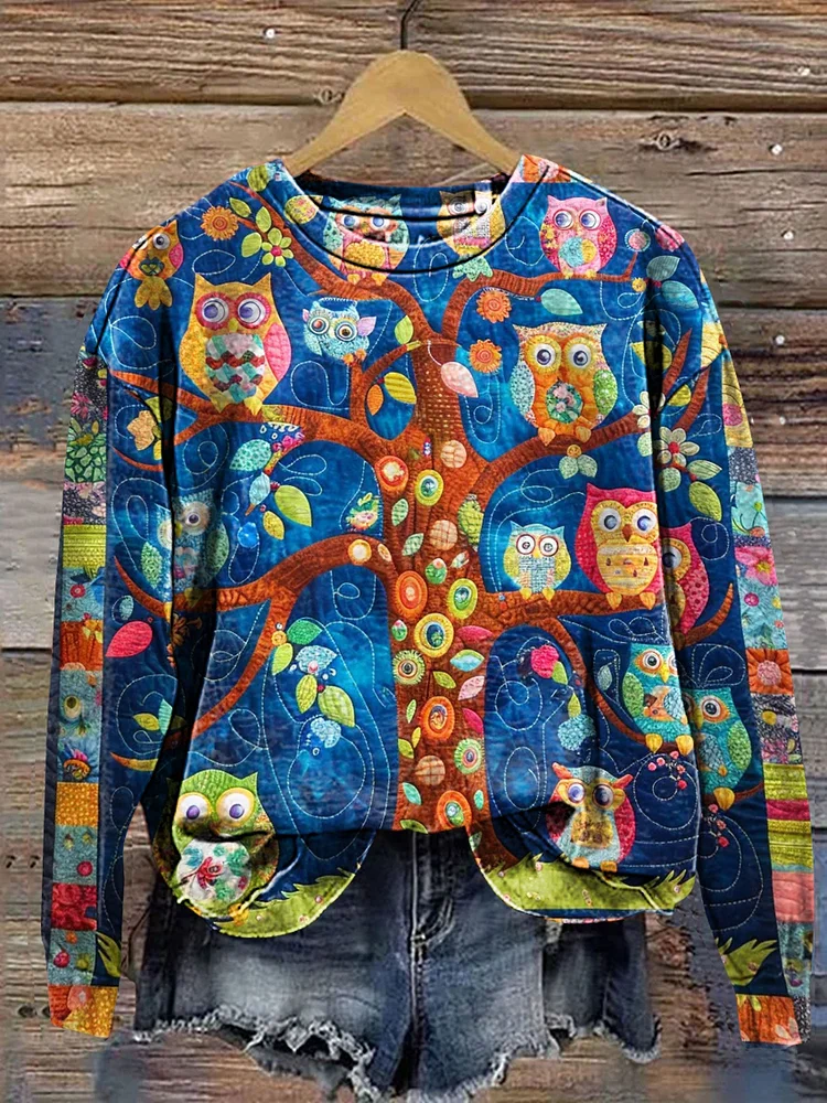 Adorable Owls Art Print Casual Sweatshirt