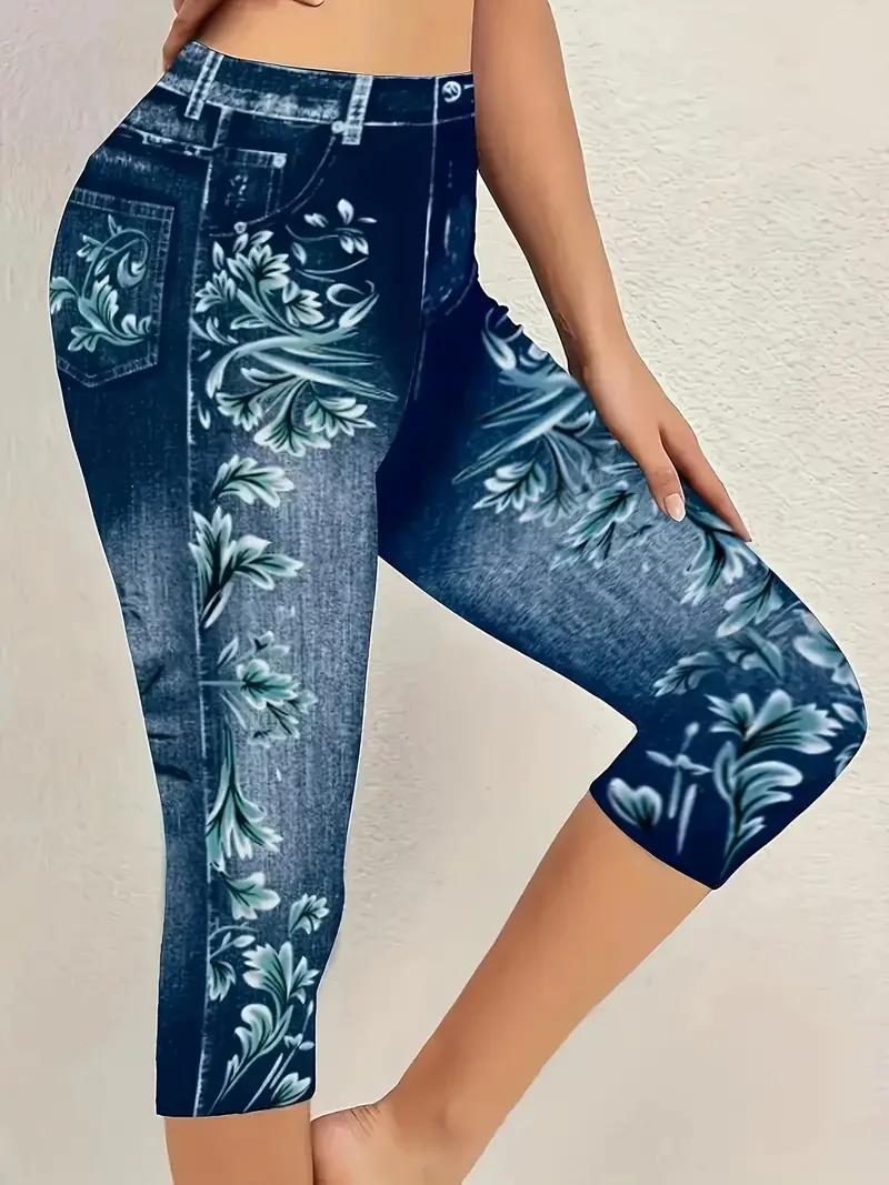 Women's Floral Spring Print Casual Leggings