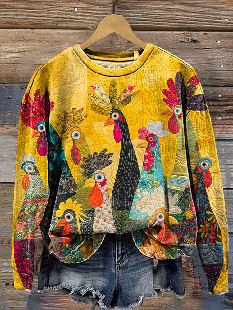 Sunrise Roosters Art Print Casual Sweatshirt