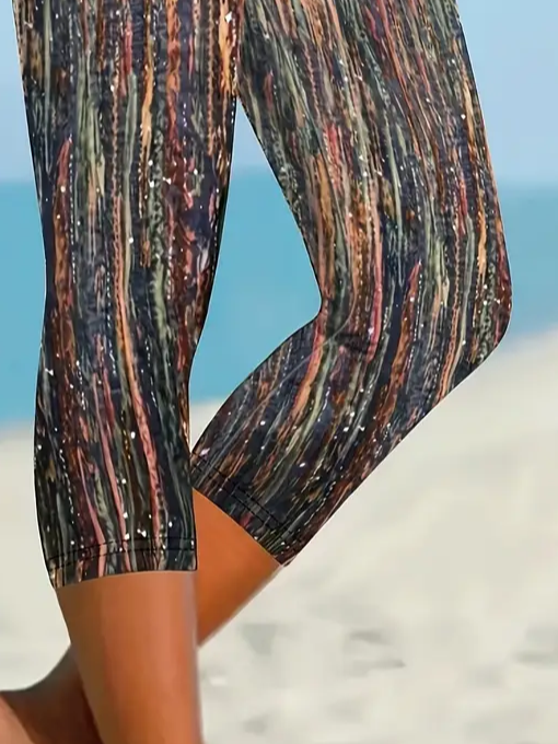 Women's Striped Print Casual Spring Leggings