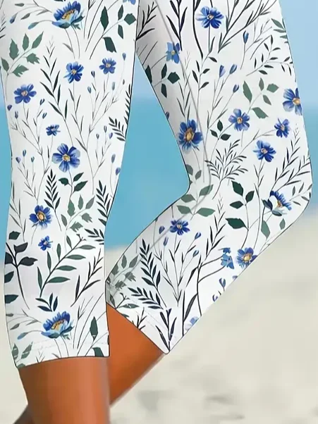 Women's Floral Spring Print Casual Leggings