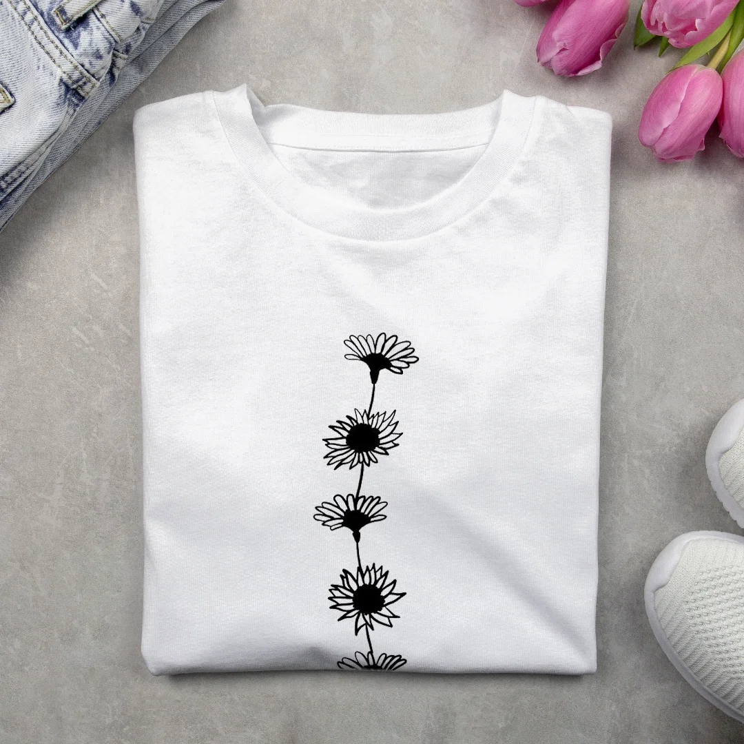 Women's Long Sleeve T-shirt Spring/Fall White Floral Printing Jersey Crew Neck Daily Going Out Casual Top