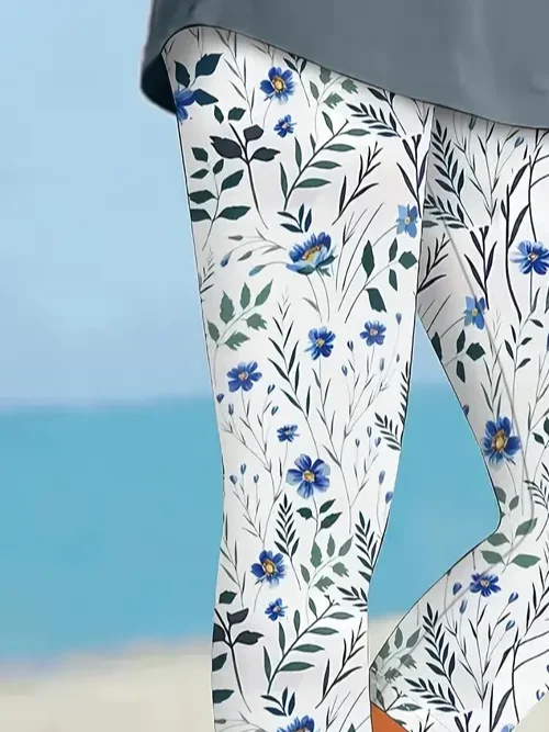 Women's Floral Spring Print Casual Leggings