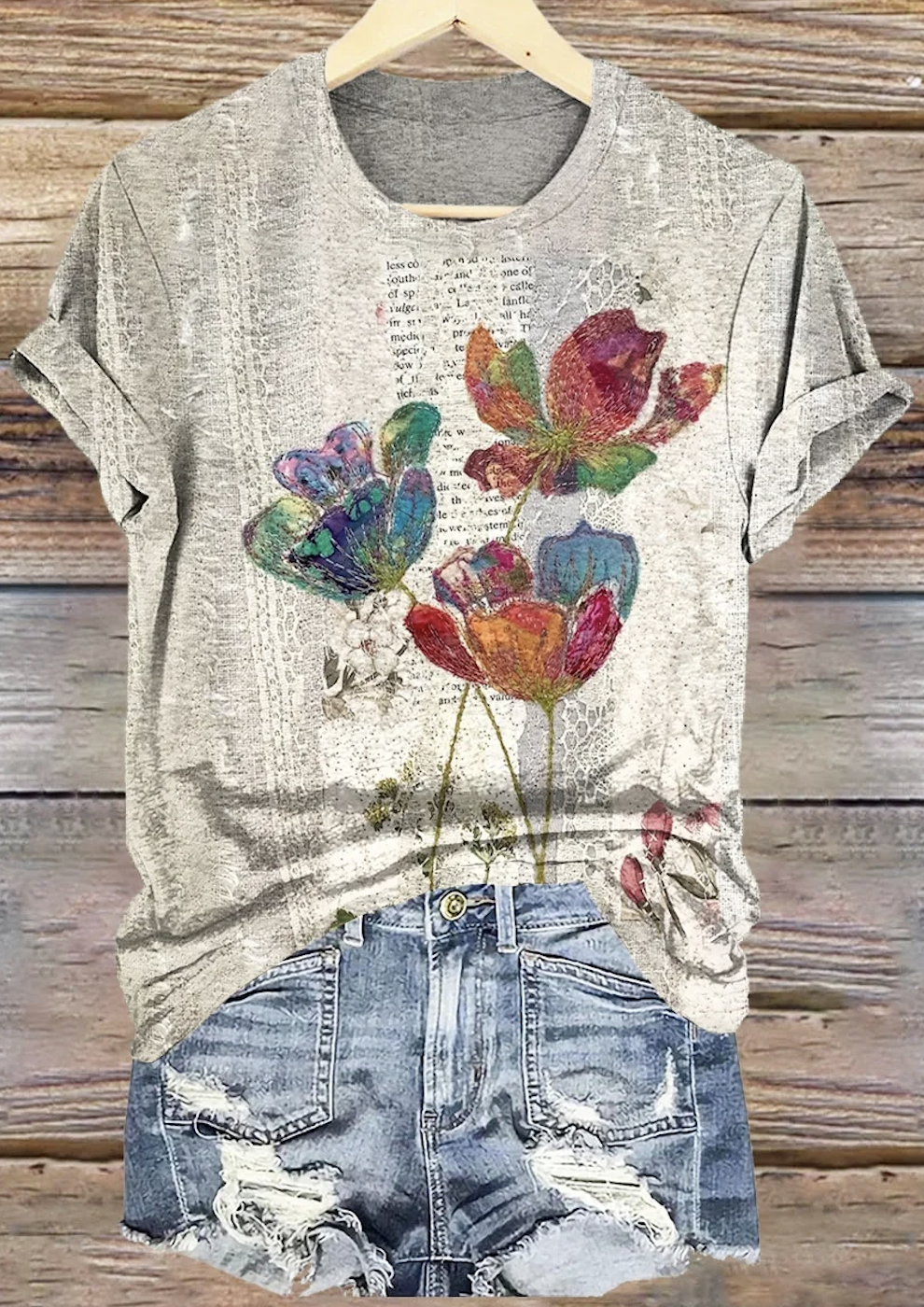 Floral Cotton Casual T-Shirt