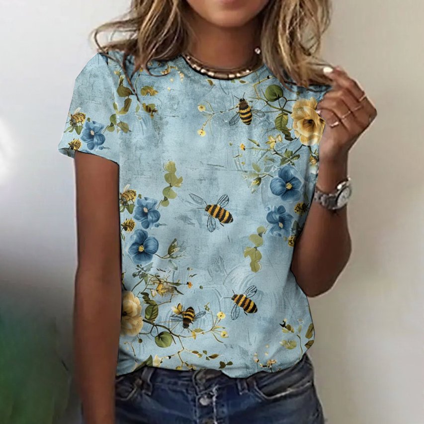 Casual Floral Crew Neck T-Shirt