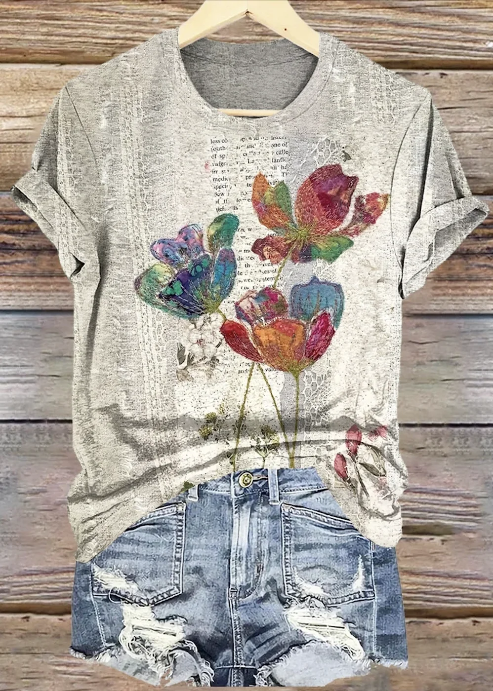 Floral Cotton Casual T-Shirt