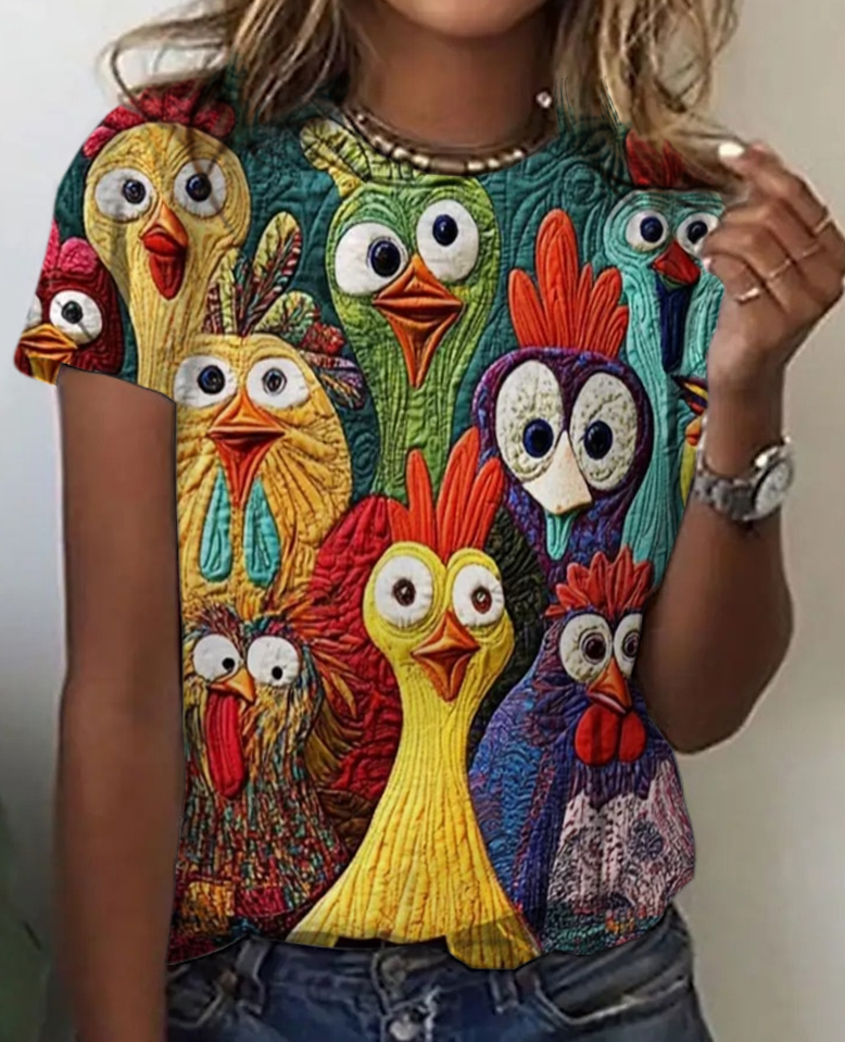 Chicken color short sleeve T-shirt