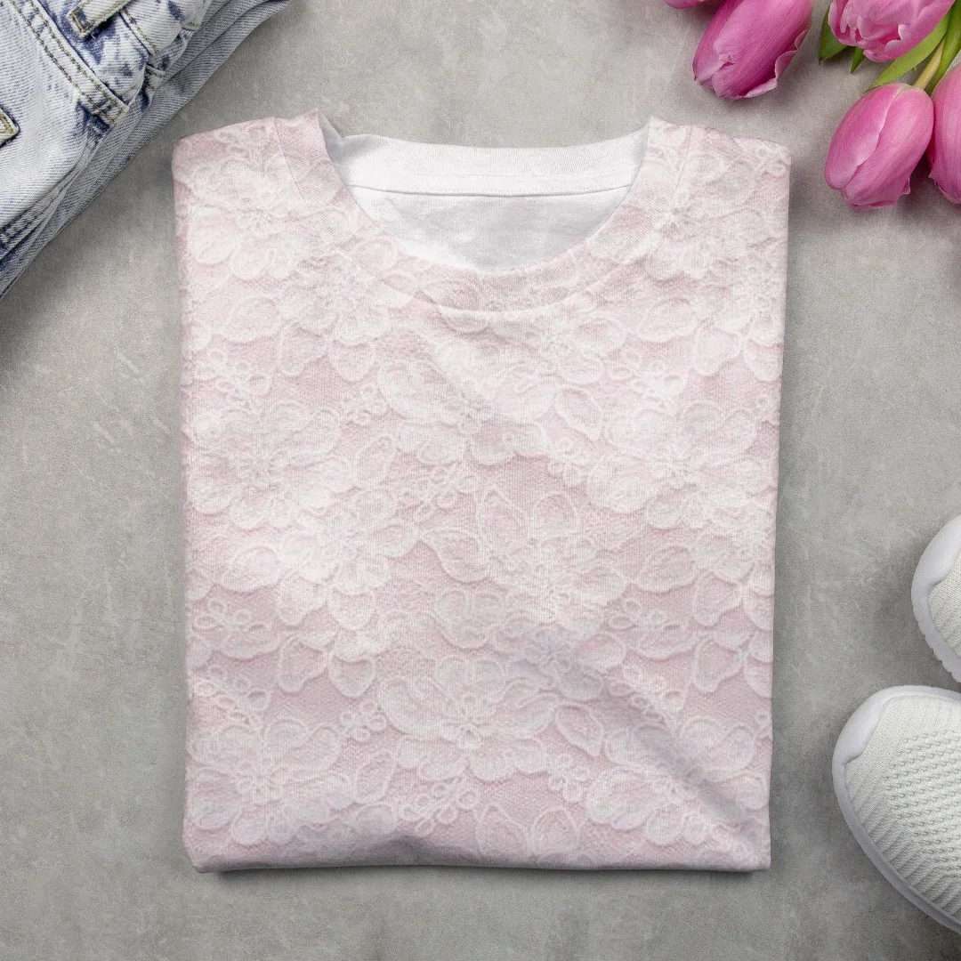 Women's Long Sleeve T-shirt Spring/Fall Pink Floral Printing Jersey Crew Neck Daily Going Out Casual Top