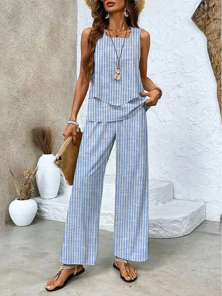 Women's Plain Daily Going Out Two-Piece Set Black-white Casual Summer Top With Pants Matching Set