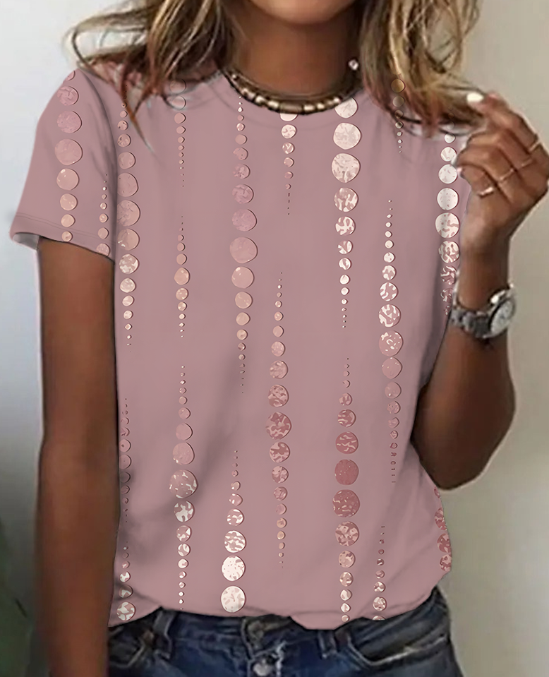 Patterned Color Cotton T-Shirt