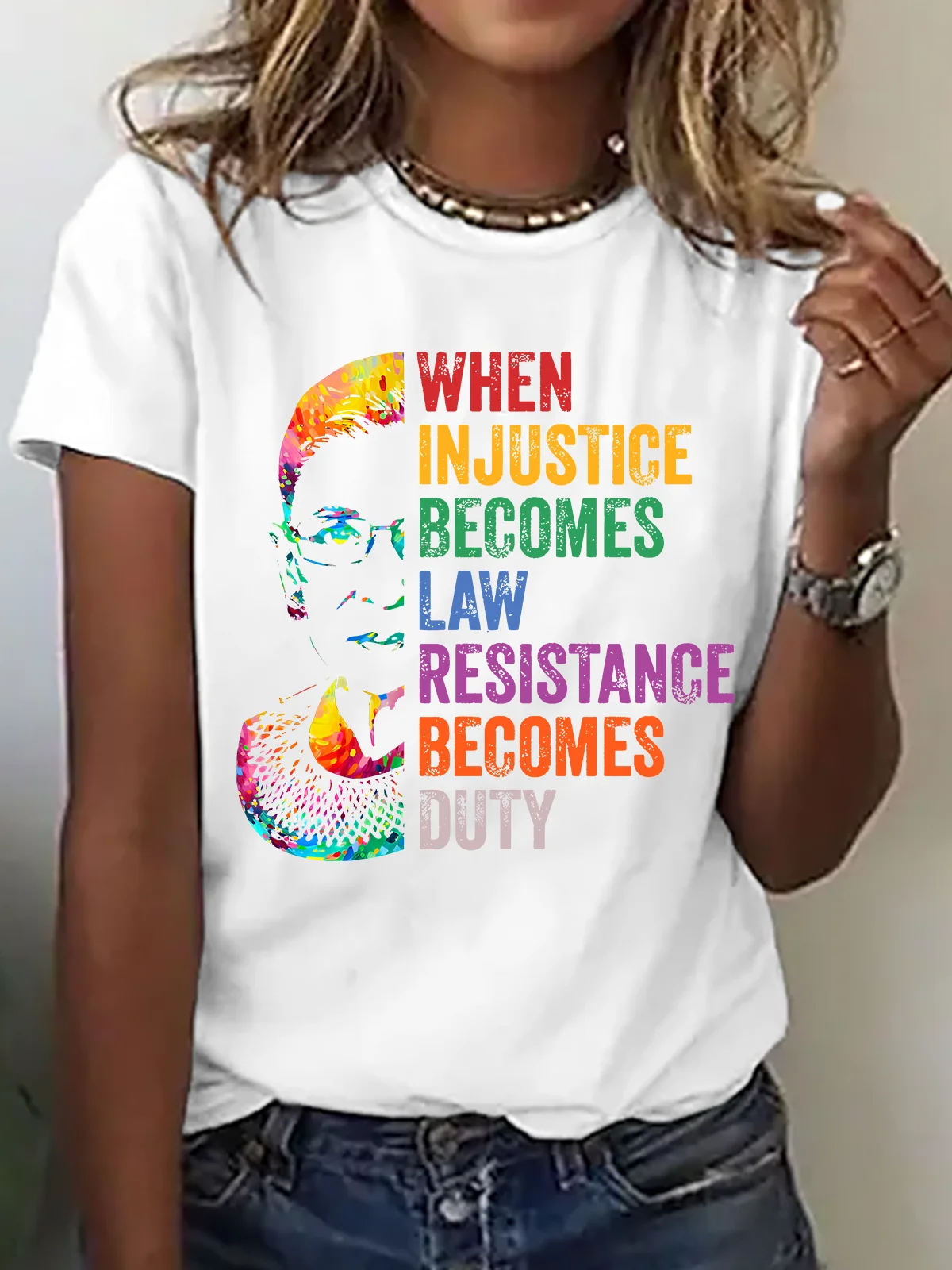 When Injustice Becomes Law, Resist, Resistance,Shirt, Notorious Rbg Shirt, Political Or Protest T-Shirt, Supreme Court Notorious RBG Cotton T-Shirt