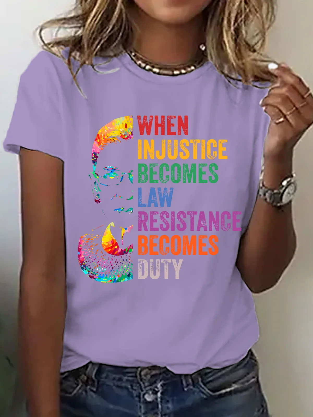 When Injustice Becomes Law, Resist, Resistance,Shirt, Notorious Rbg Shirt, Political Or Protest T-Shirt, Supreme Court Notorious RBG Cotton T-Shirt