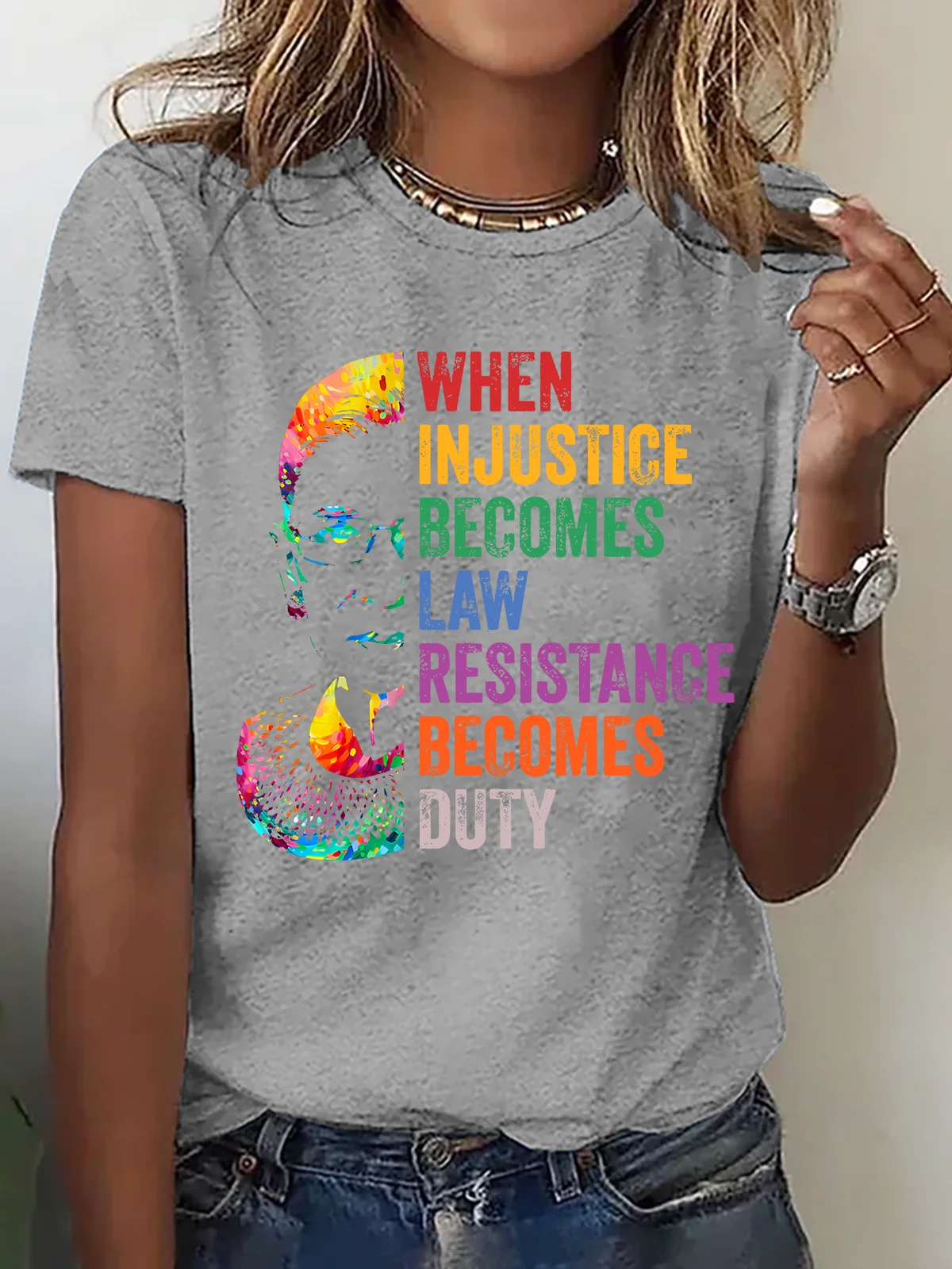 When Injustice Becomes Law, Resist, Resistance,Shirt, Notorious Rbg Shirt, Political Or Protest T-Shirt, Supreme Court Notorious RBG Cotton T-Shirt