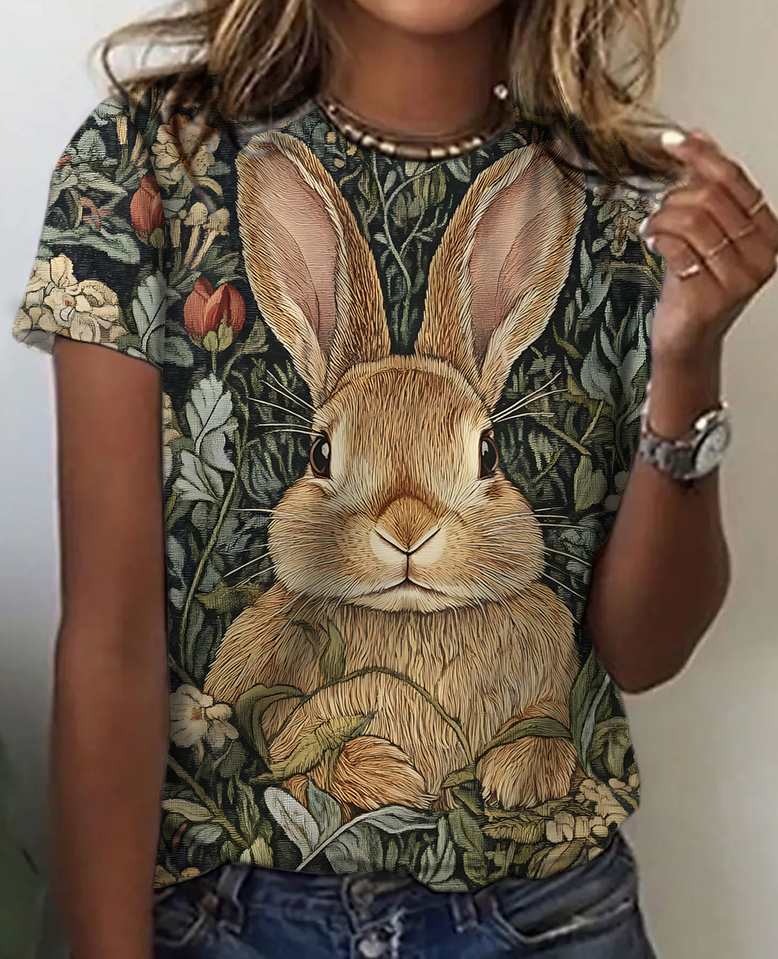 Easter Bunny Art Print Cotton T-Shirt