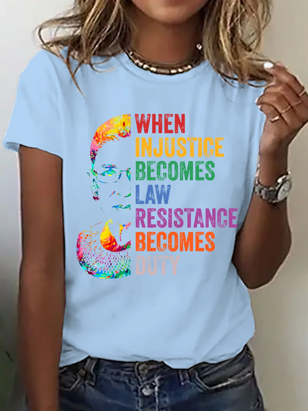 When Injustice Becomes Law, Resist, Resistance,Shirt, Notorious Rbg Shirt, Political Or Protest T-Shirt, Supreme Court Notorious RBG Cotton T-Shirt