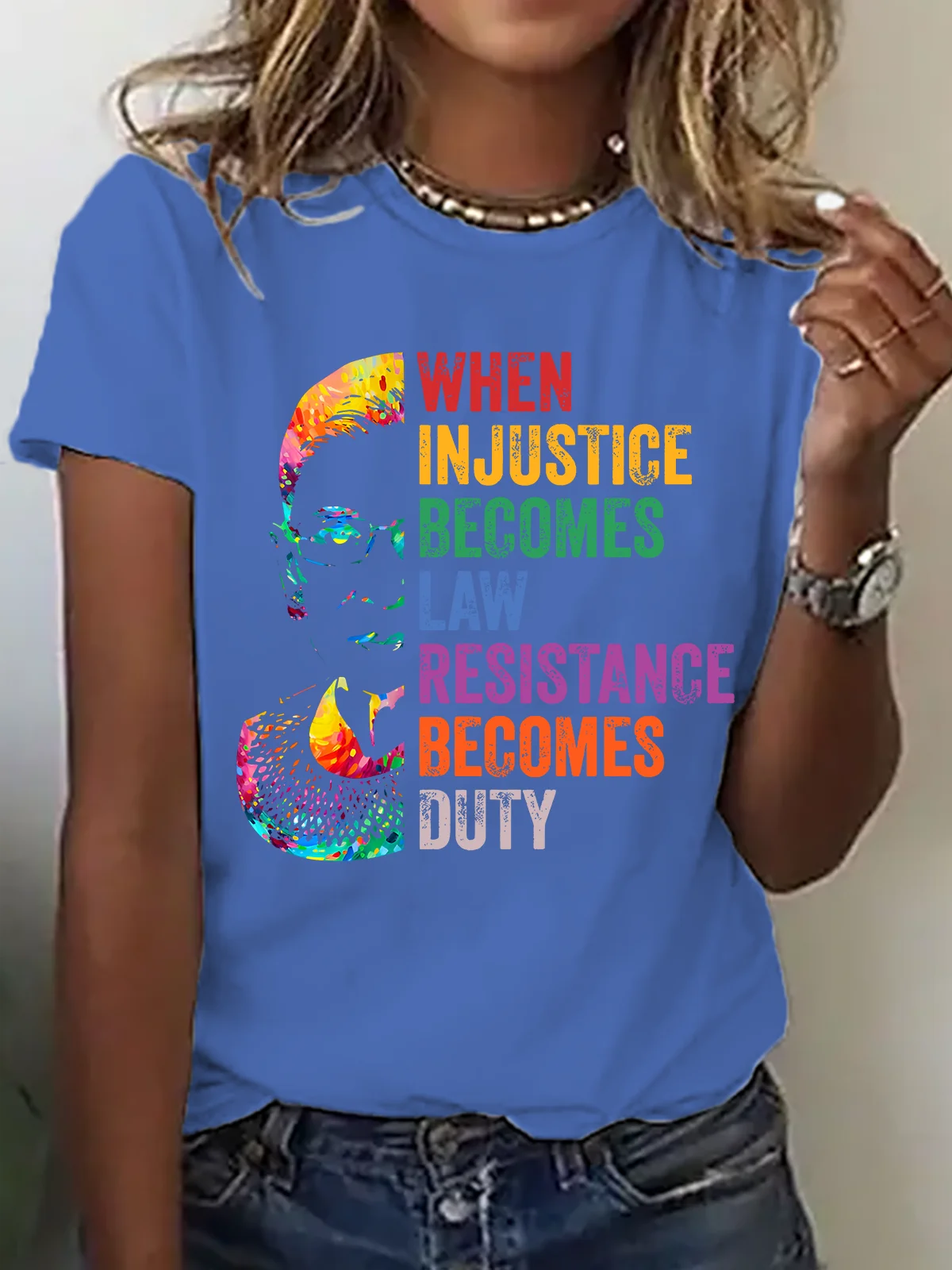 When Injustice Becomes Law, Resist, Resistance,Shirt, Notorious Rbg Shirt, Political Or Protest T-Shirt, Supreme Court Notorious RBG Cotton T-Shirt