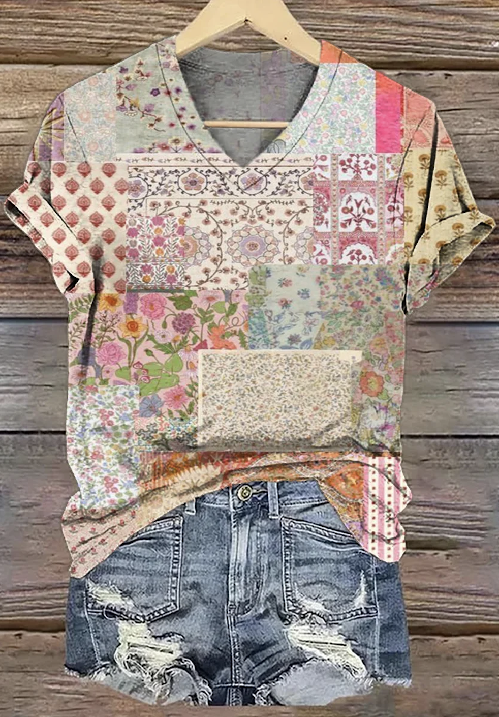 Casual Crew Neck Floral T-Shirt