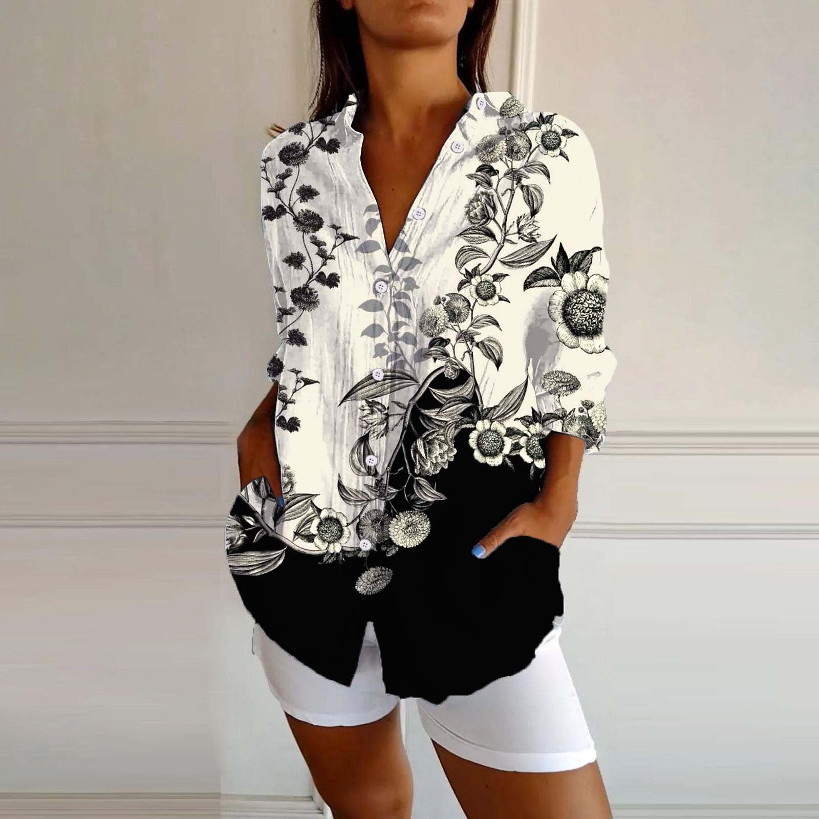 Black And White Colorblock Loose Casual Shirt