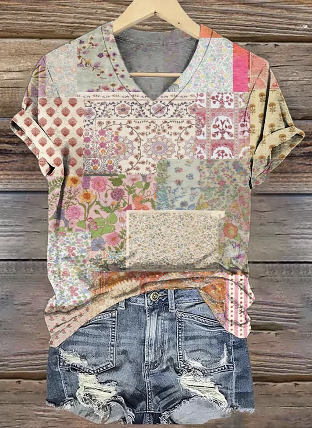 Casual Crew Neck Floral T-Shirt