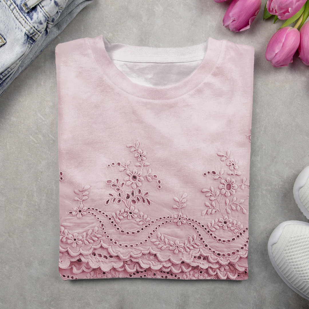 Women's Long Sleeve T-shirt Spring/Fall Pink Floral Printing Jersey Crew Neck Daily Going Out Casual Top