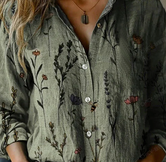 Vintage Floral Print Blouse