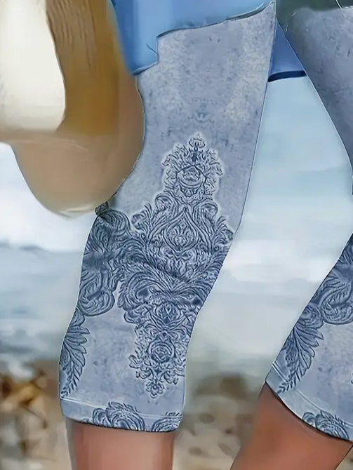 Women's Floral Spring Print Casual Fashion Leggings