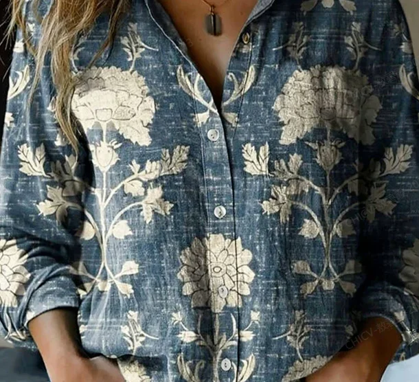 Vintage Floral Print Blouse