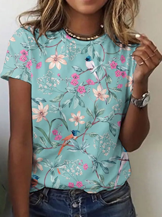 Casual Crew Neck Cotton T-Shirt