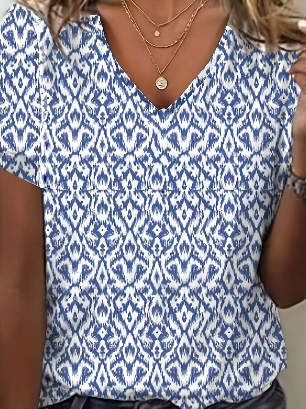 V Neck Loose Jersey Vintage T-Shirt