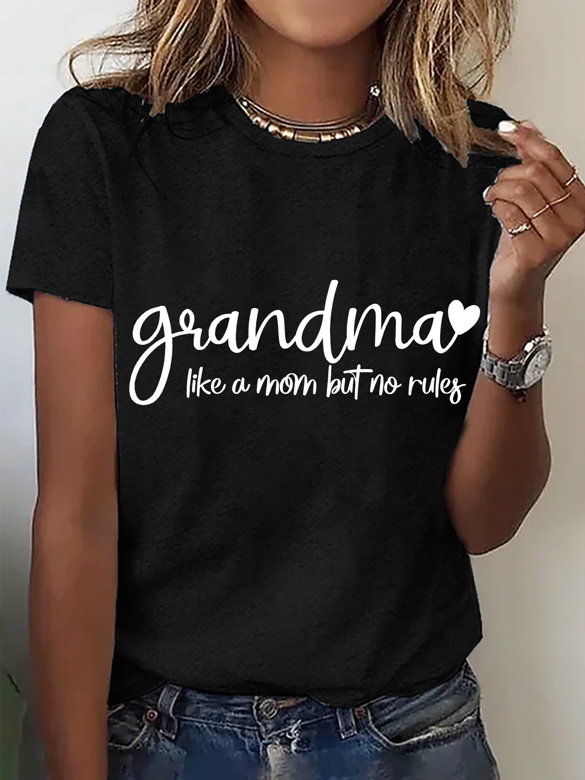 Grandma Like A Mom But No Rules Cotton T-Shirt