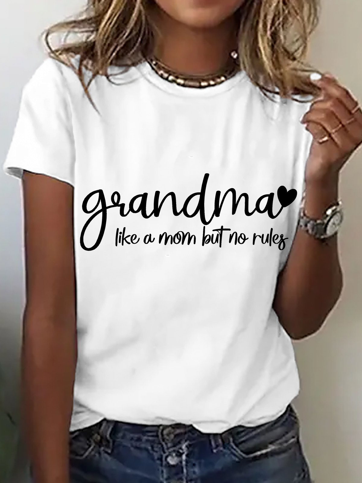 Grandma Like A Mom But No Rules Cotton T-Shirt