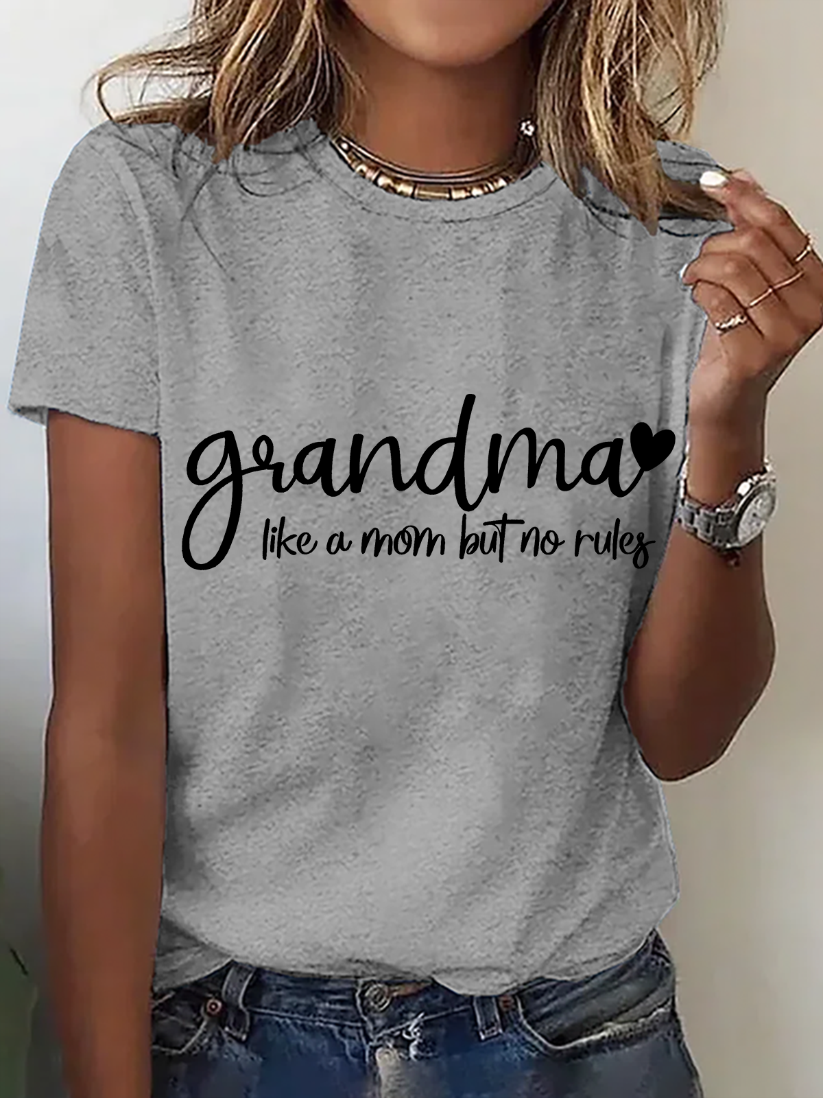 Grandma Like A Mom But No Rules Cotton T-Shirt