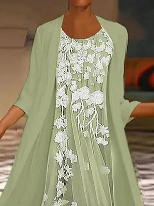 Women's Vintage Floral Print Casual Print Two-Piece Dress