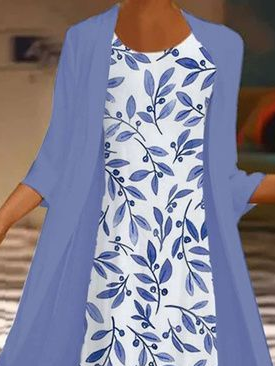 Women's Vintage Floral Print Casual Print Two-Piece Dress