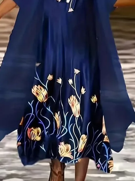Women's Vintage Floral Print Casual Print Two-Piece Dress