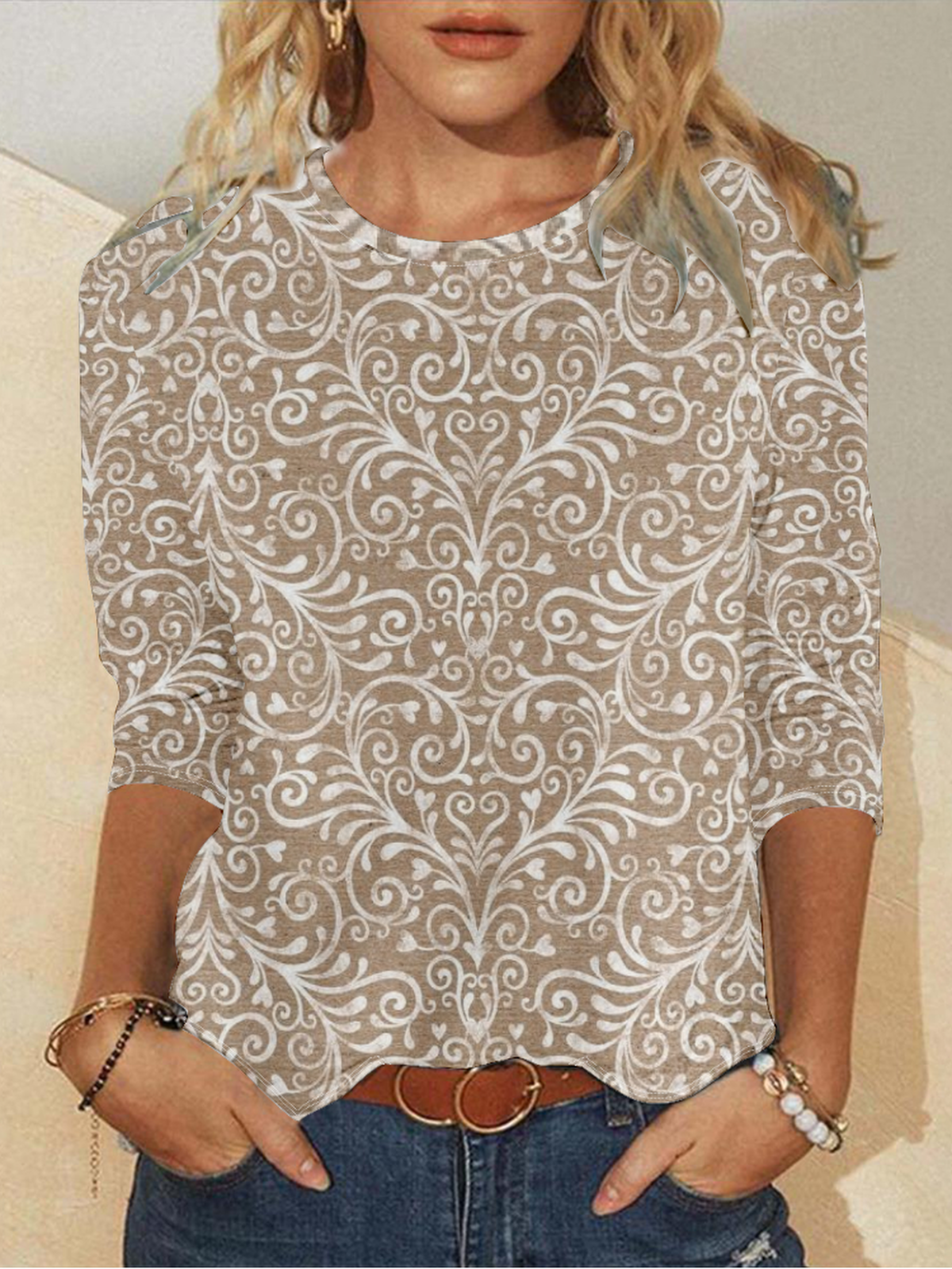Loose Casual 3D Printing Crew Neck T-Shirt