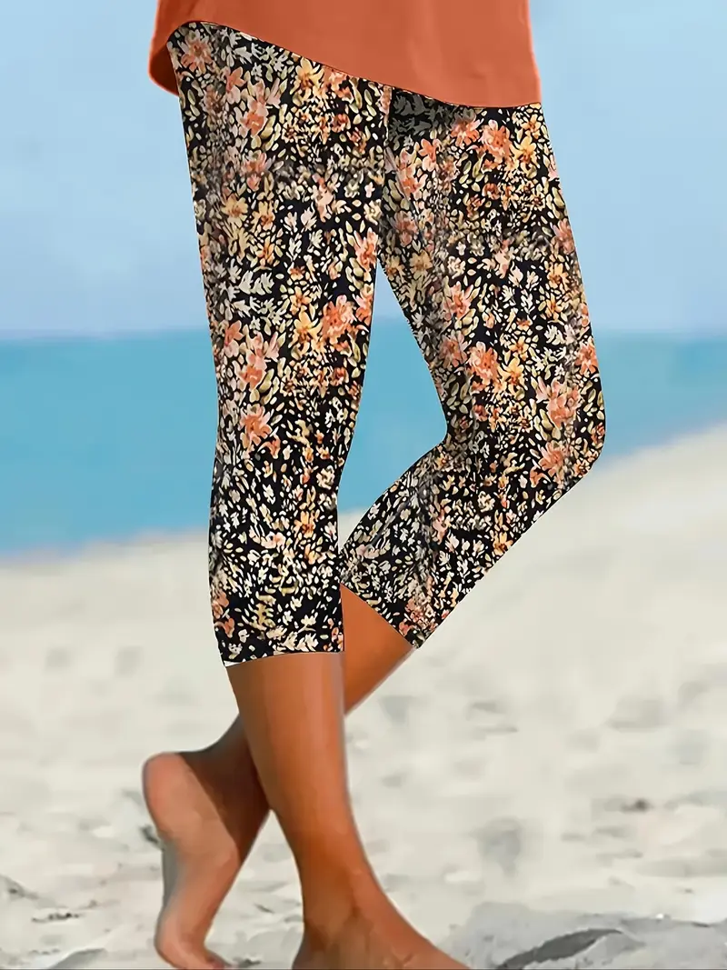 Women's Floral Spring Print Casual Leggings