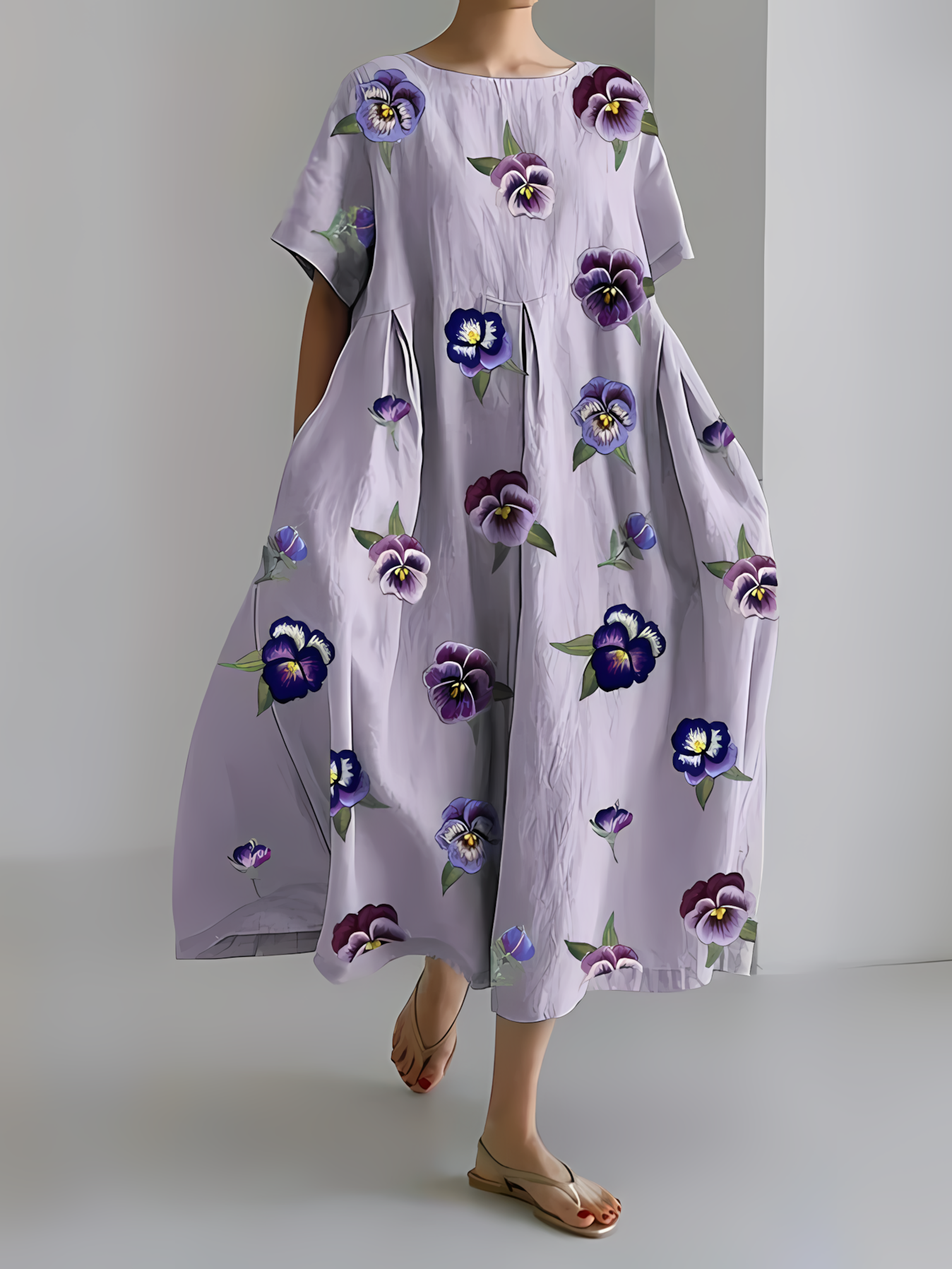 Women's Artistic Floral Print Vintage Casual Dress