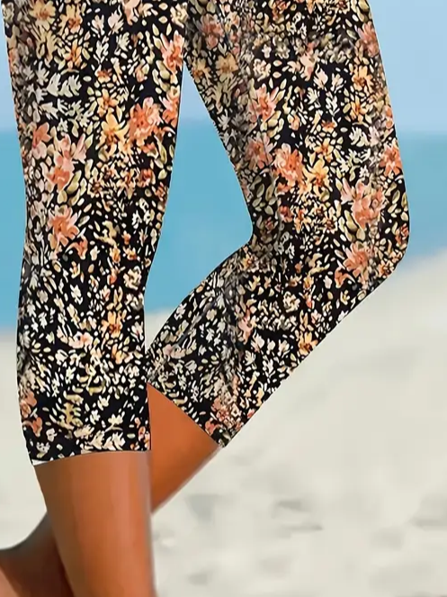 Women's Floral Spring Print Casual Leggings