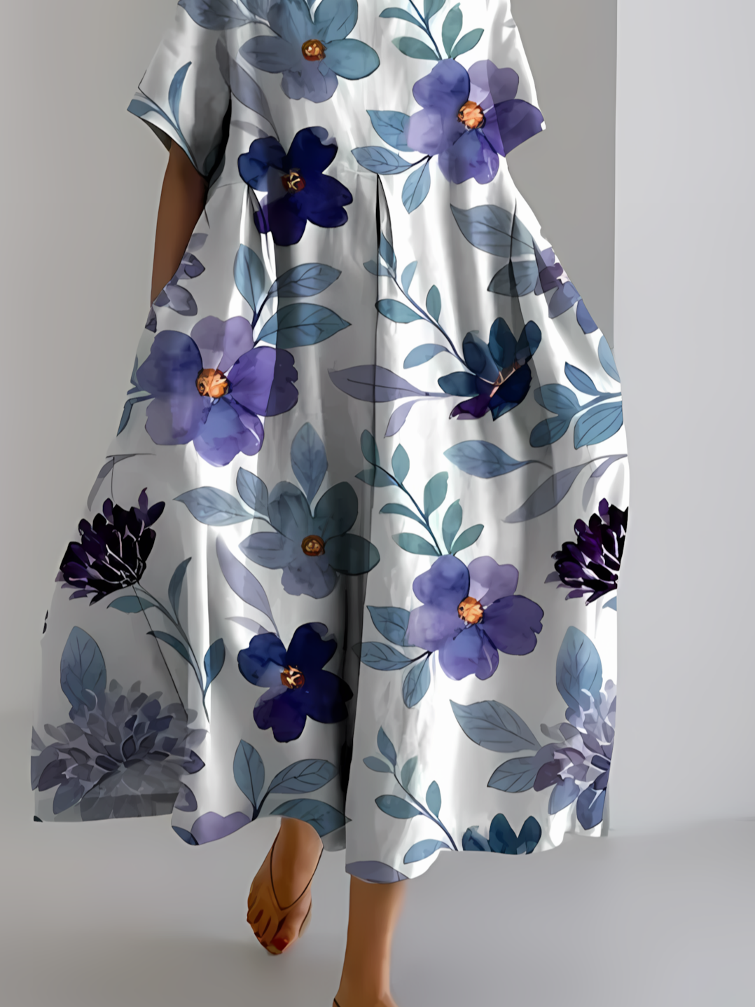Women's Artistic Floral Print Vintage Casual Dress