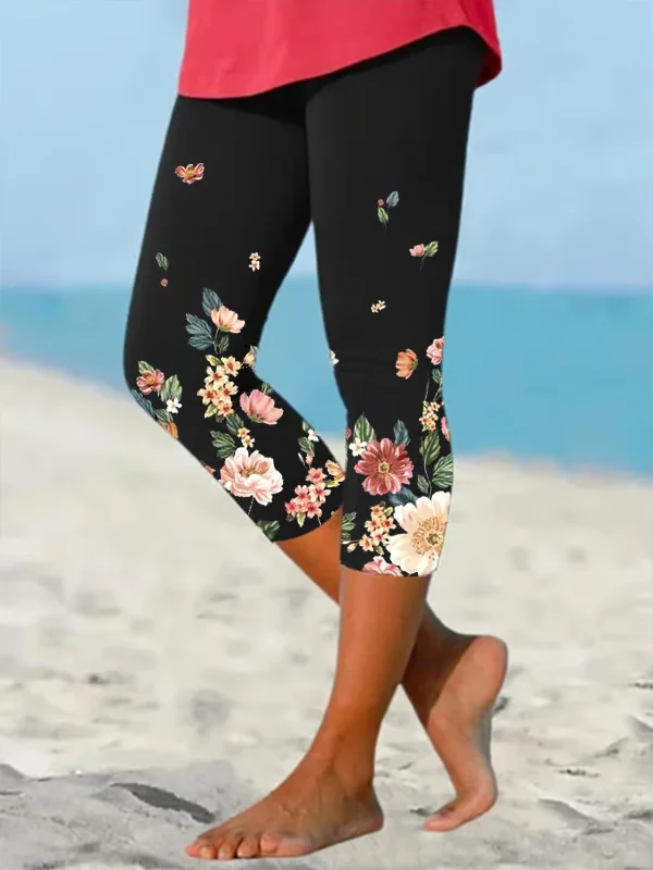 Women's Botanical Floral Print Casual Leggings