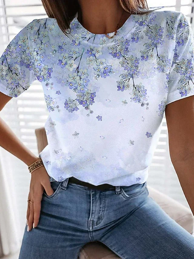 Round Neck Cotton Short Sleeve T-Shirt