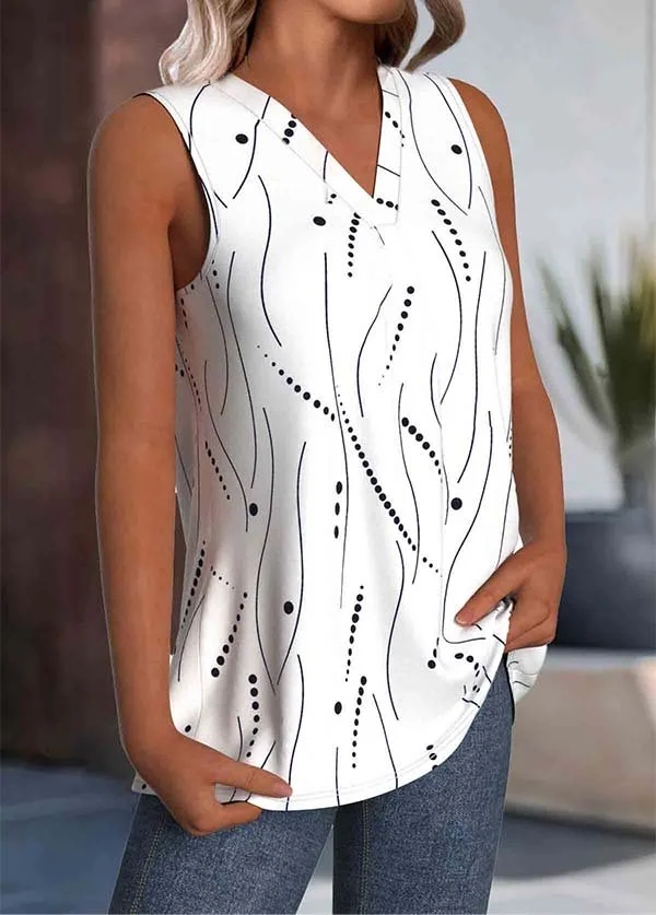 V Neck Loose Street Cotton-Blend Tank Top