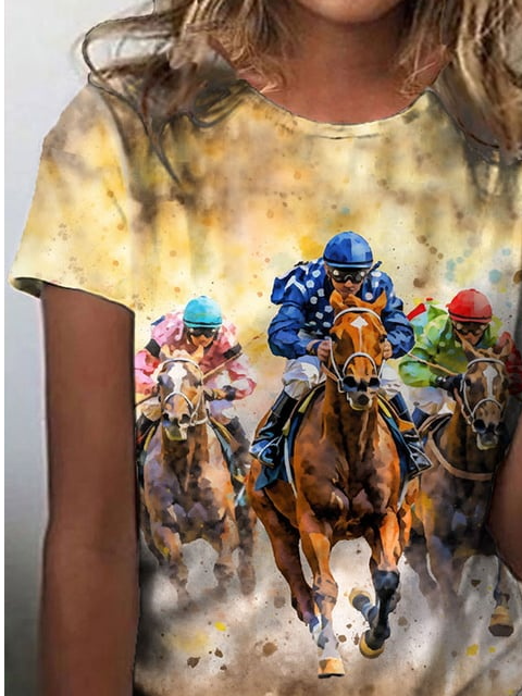 Women's Vintage Western Horse Print T-Shirt