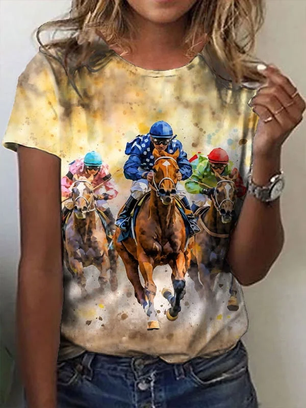 Women's Vintage Western Horse Print T-Shirt