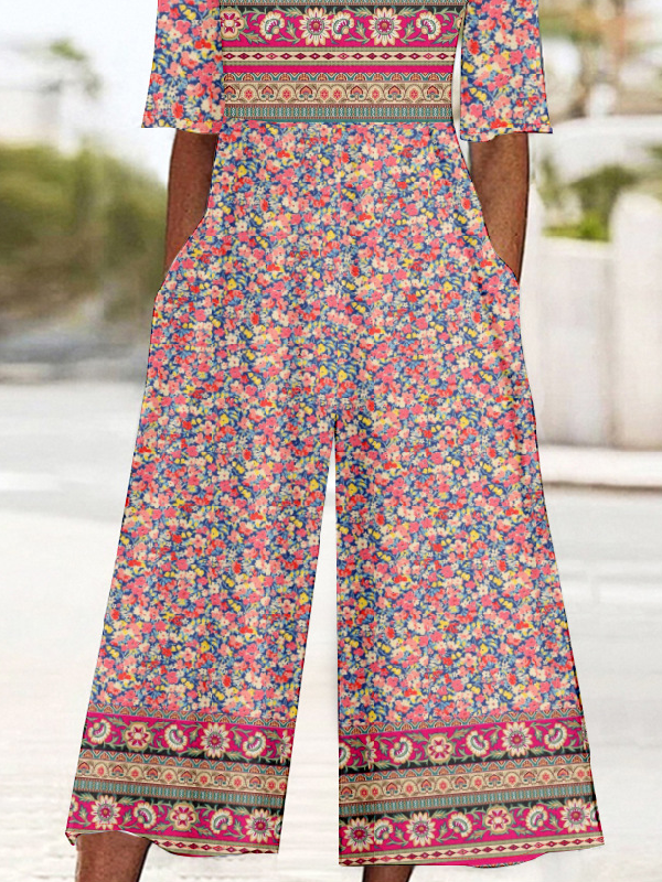 Multicolor Block Loose Vintage Jumpsuit